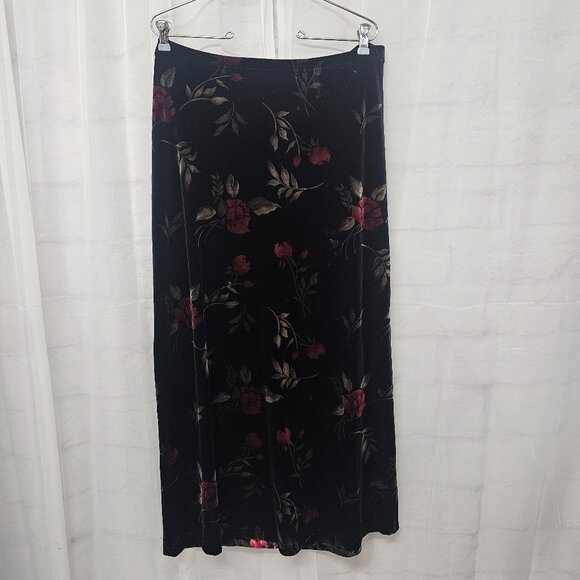 Vintage Jennifer Moore Skirt Velour Maxi Goth Whimsigoth Black Red L - Picture 7 of 7